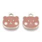Pink/White/Brown Bear Alloy Enamel Charm (14mm x 14mm x 2mm, Hole: 2mm)