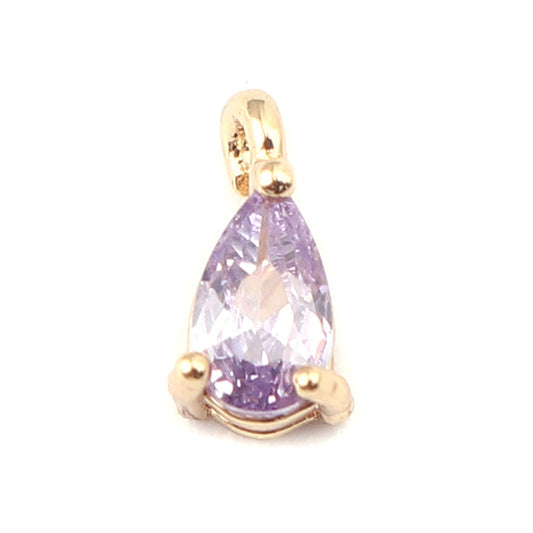 Purple Teardrop Rhinestone 18K Gold Plated Charm (7MM x 4MM) Style Pendant
