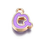 Purple Metal Letter Charms Individual or Set (11mm x 6.5mm x 2mm, Hole: 1.5mm)