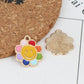 Rainbow Flower Smiley Face Enamel Zinc Alloy Charm (19mm x 16mm, Hole: 1.8mm)