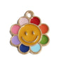 Rainbow Flower Smiley Face Enamel Zinc Alloy Charm (19mm x 16mm, Hole: 1.8mm)