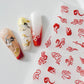 Red and White Pattern Nail Art Stickers
