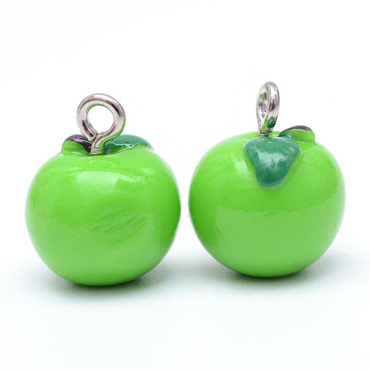 Resin Green Apple Fruit Charm (15mm x 12mm)