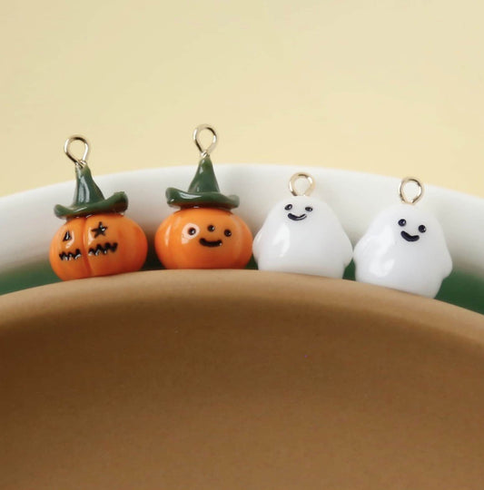 Resin Pumpkin and Chunky Ghost, Halloween Themed Charms