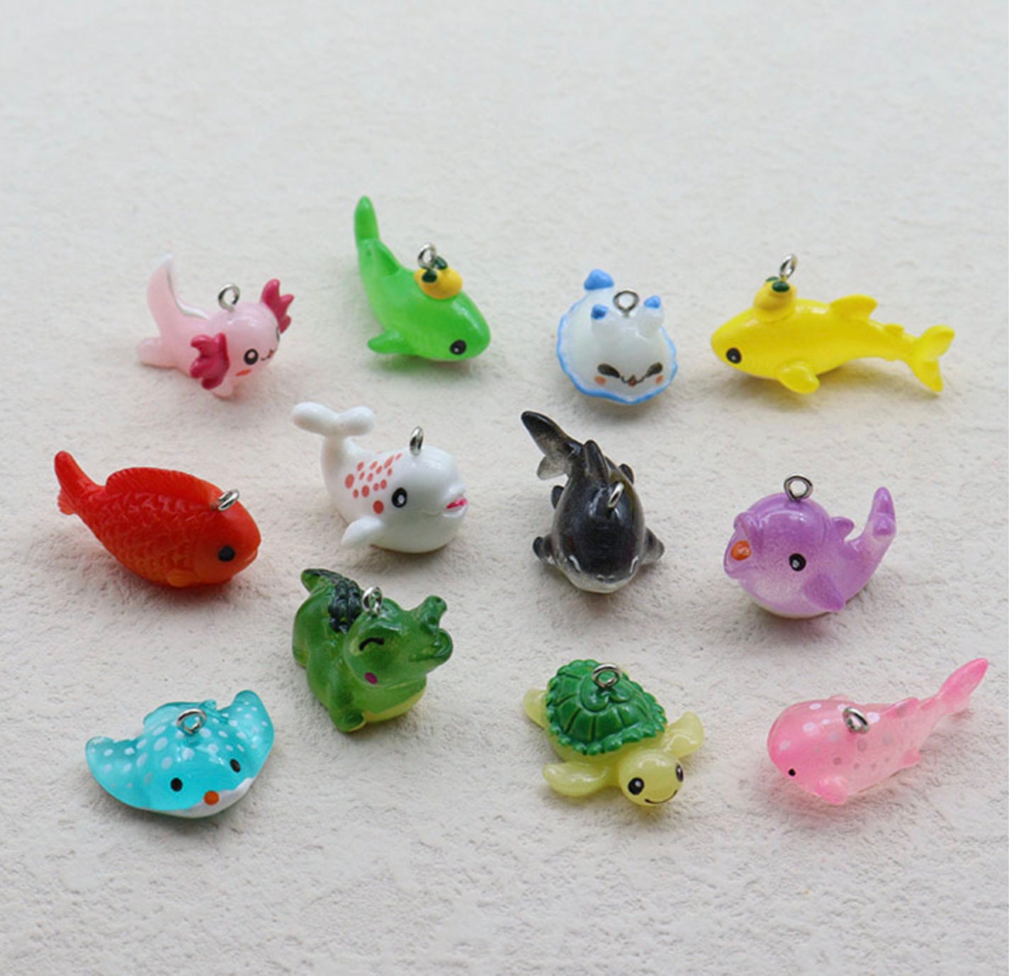 Resin Sharks, Axolotl, Fish, Turtle, Dolphin, Marine Life Themed Resin Charms