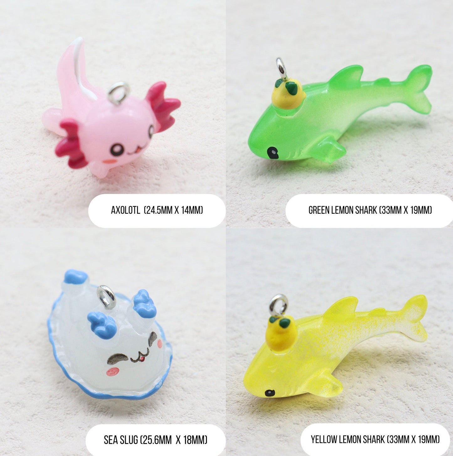 Resin Sharks, Axolotl, Fish, Turtle, Dolphin, Marine Life Themed Resin Charms