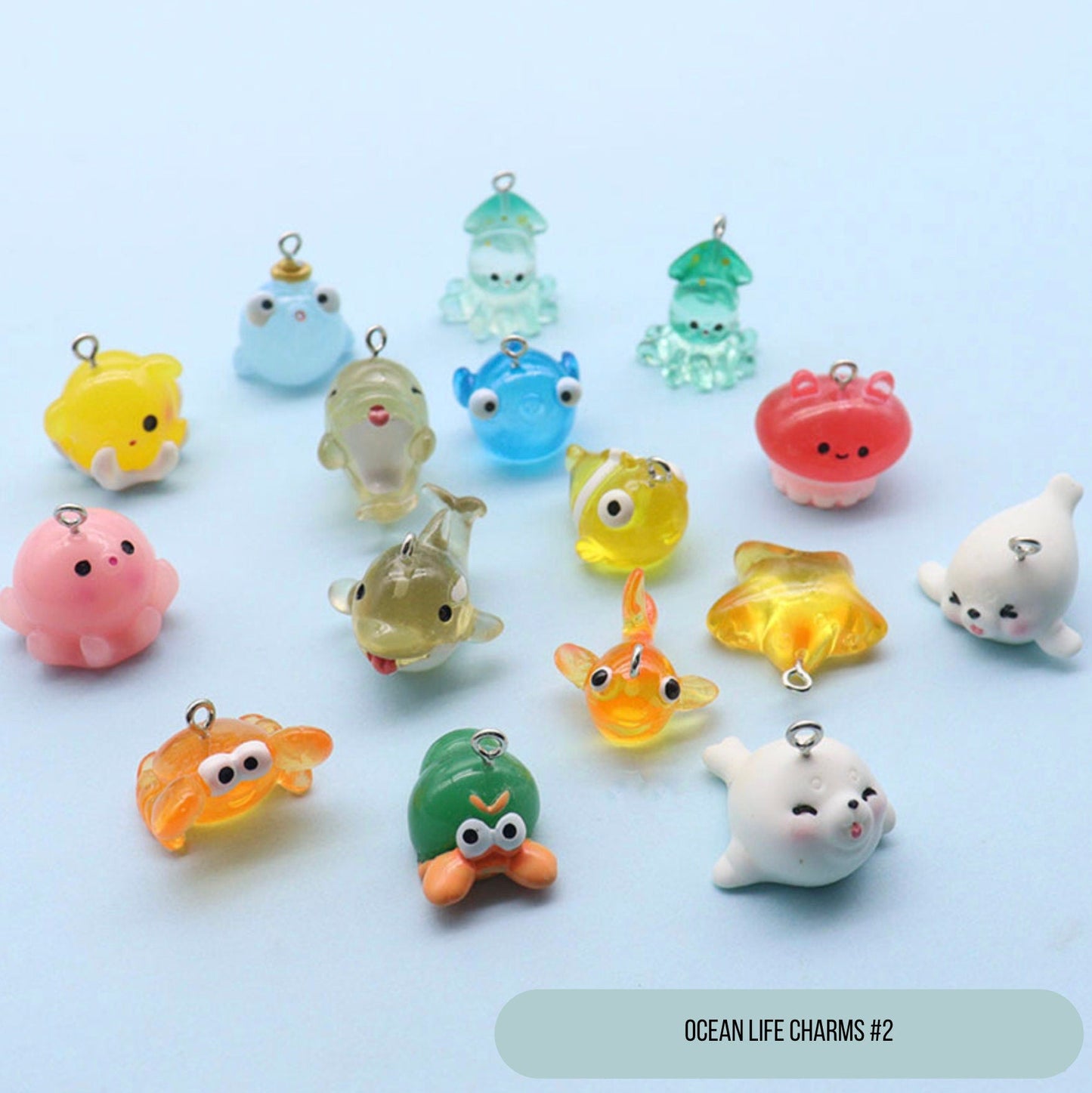 Resin Squid, Cuttlefish, Stars, Jellyfish, Marine Life Themed Resin Charms