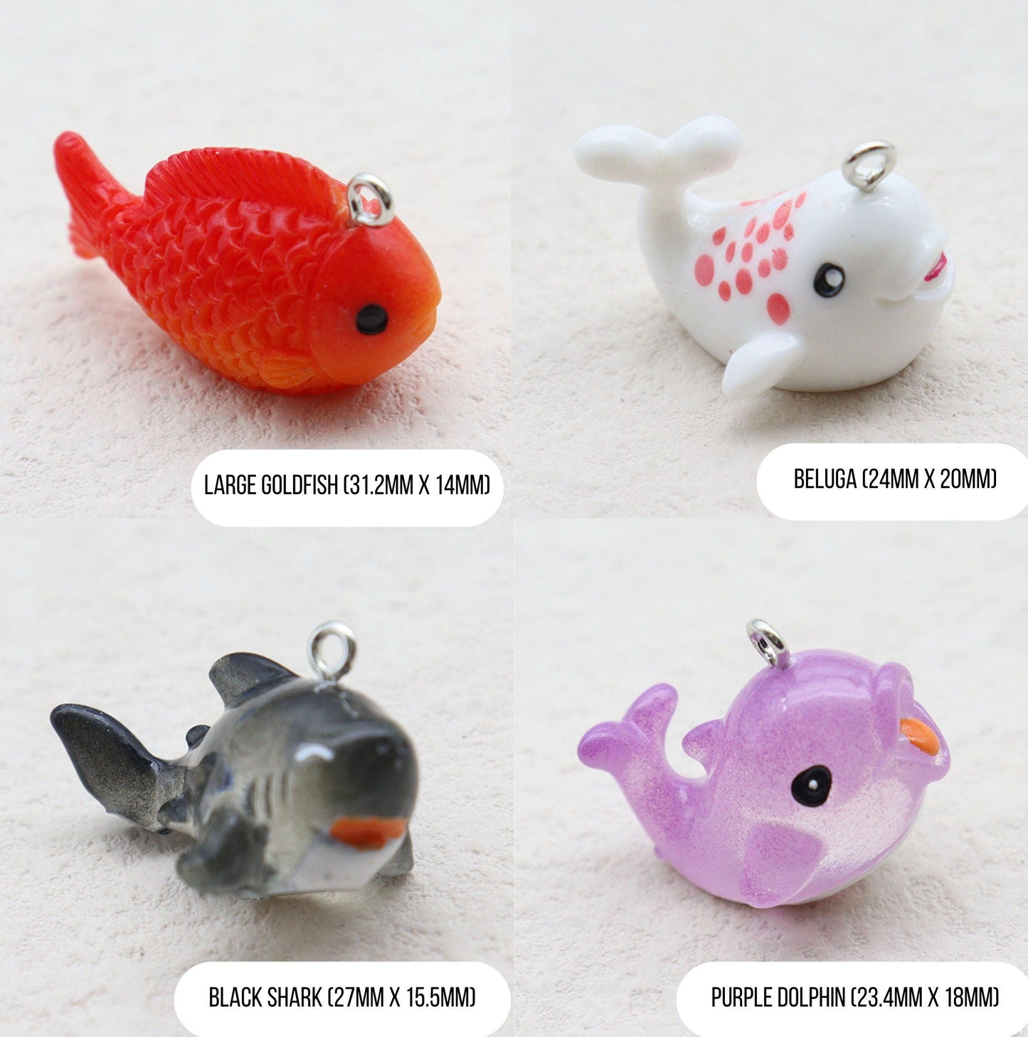 Resin Sharks, Axolotl, Fish, Turtle, Dolphin, Marine Life Themed Resin Charms