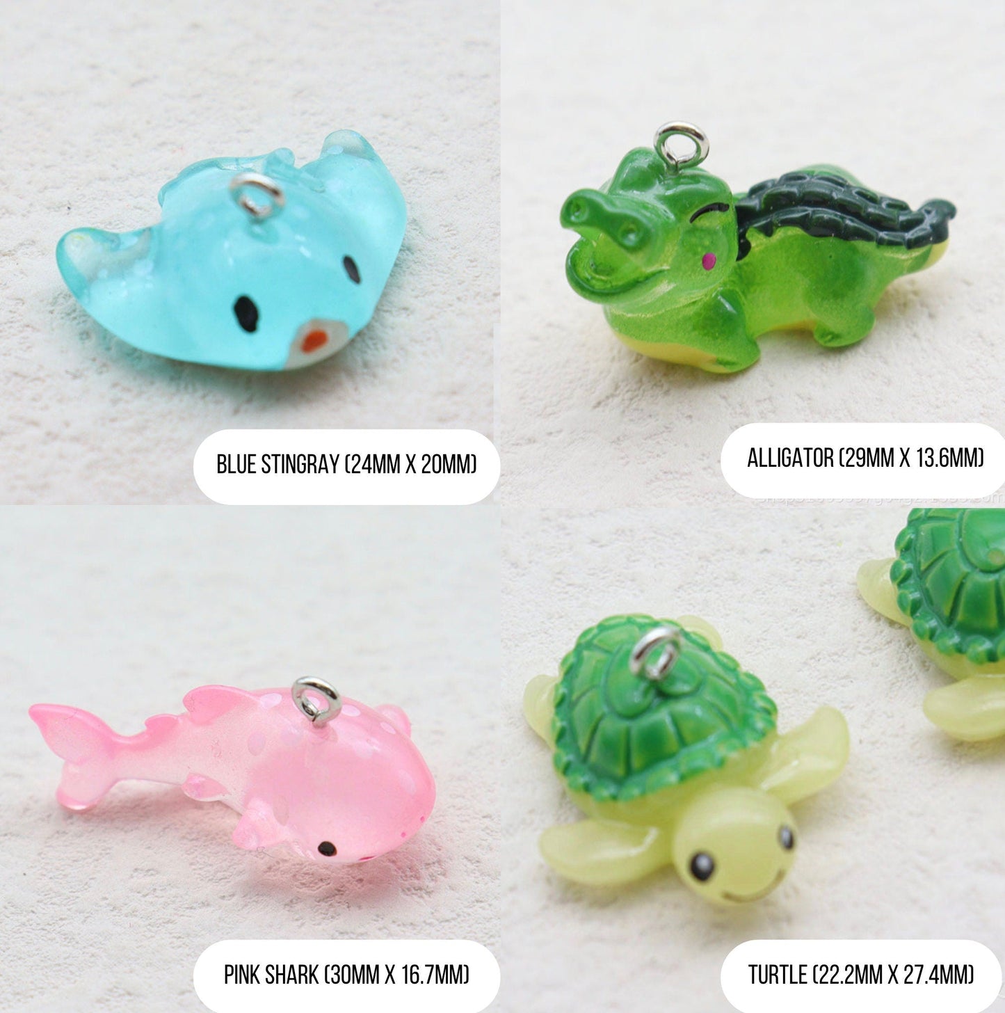 Resin Sharks, Axolotl, Fish, Turtle, Dolphin, Marine Life Themed Resin Charms