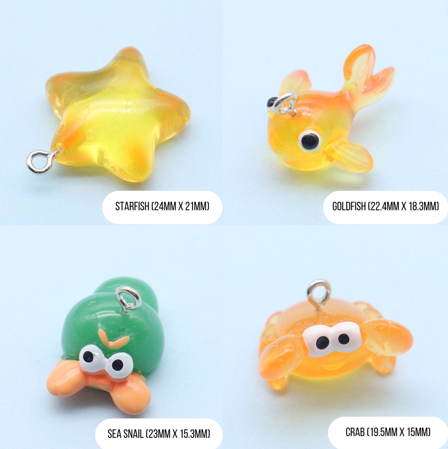 Resin Squid, Cuttlefish, Stars, Jellyfish, Marine Life Themed Resin Charms