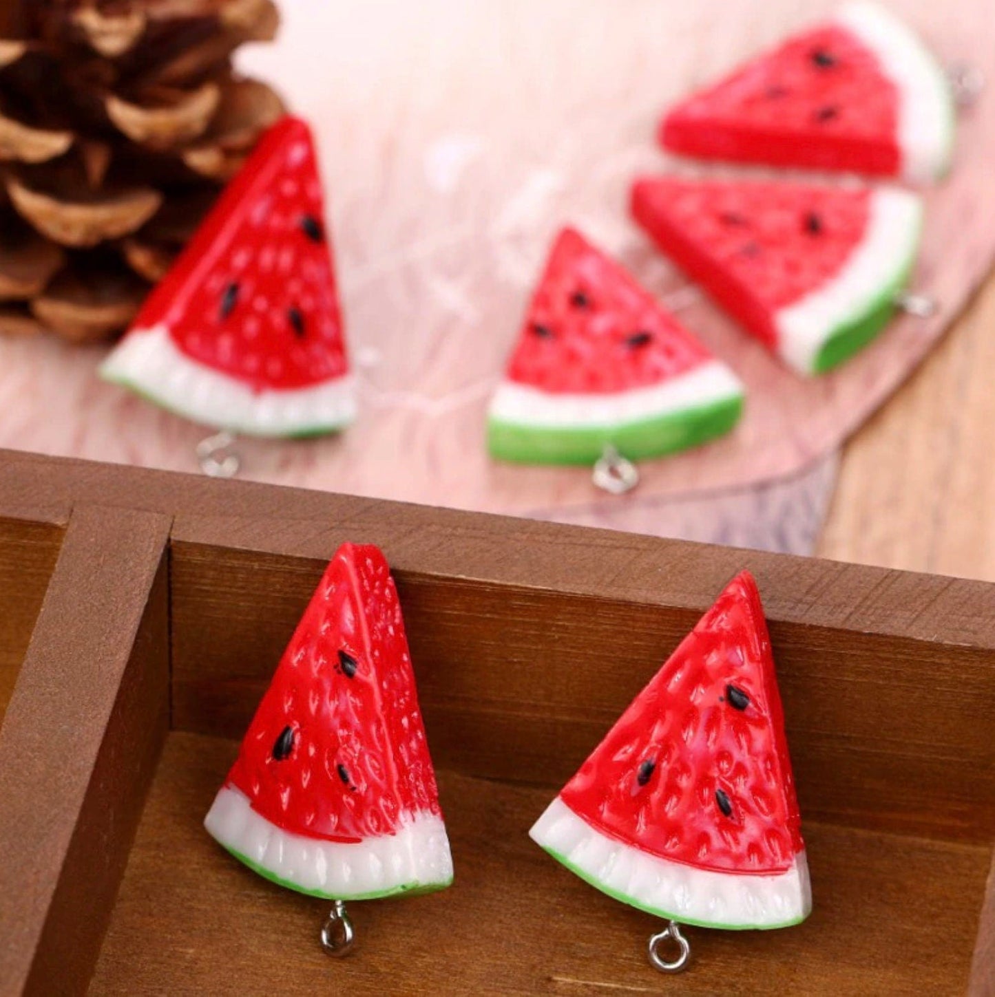 Resin Watermelon Slice Charm (28mm x 14mm)