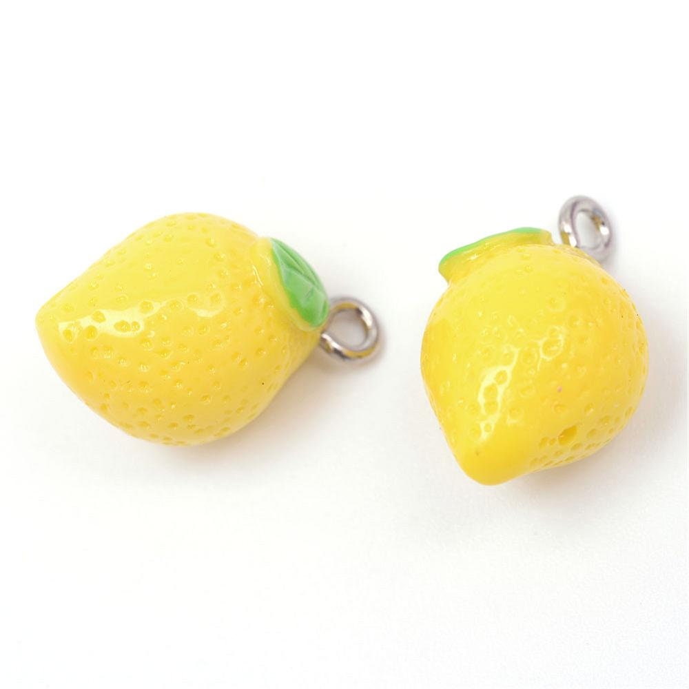 Resin Yellow Lemon Charm (20mm x 12mm x 12mm)