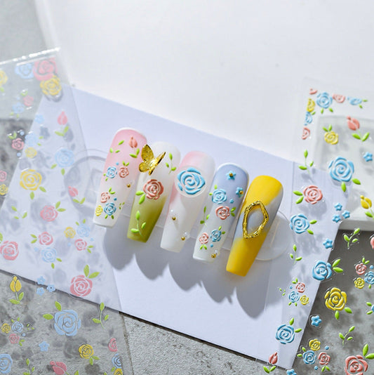 Roses All Day, Flower Themed 5D Nail Art Stickers (MN079, MN080)