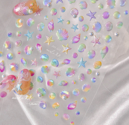 Seashells by the Seashore Themed Nail Art Stickers (MN360, MN368)