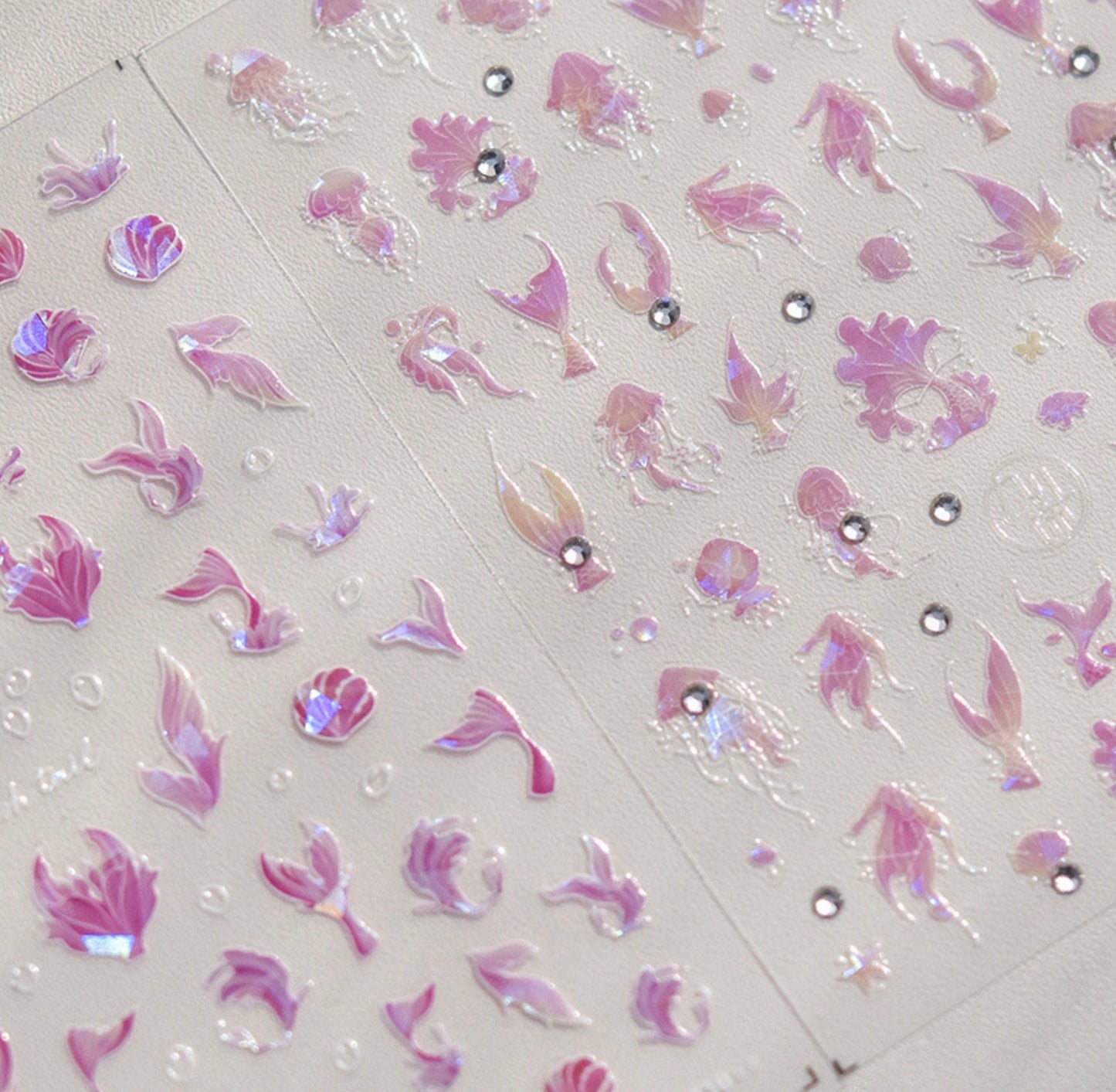 Shattered Glass Rhinestone Mermaid Themed Nail Art Sticker (to3235,to3236)