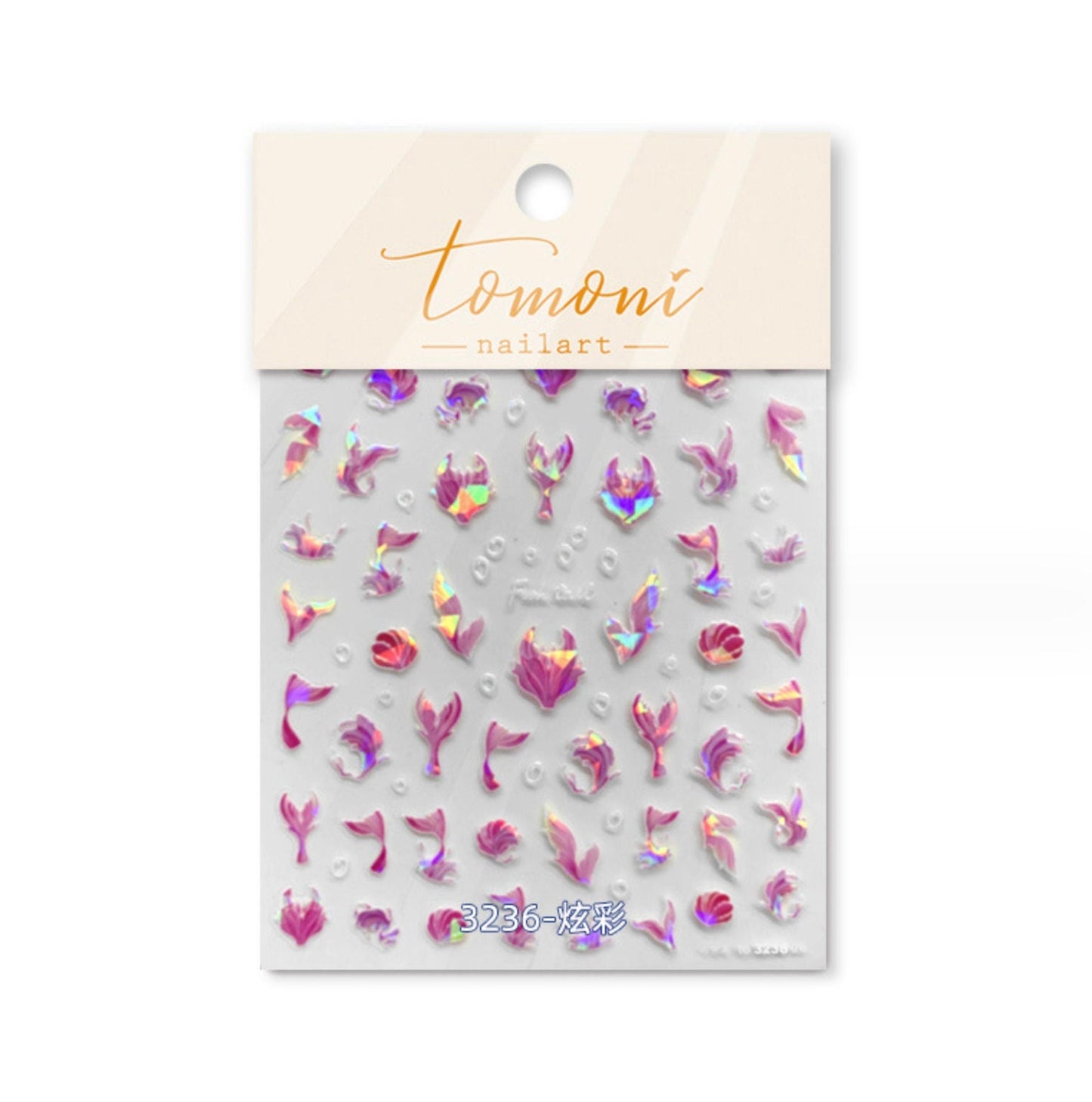 Shattered Glass Rhinestone Mermaid Themed Nail Art Sticker (to3235,to3236)