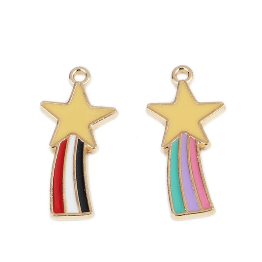 Shooting Star Enamel Zinc Alloy Charm Oil Drop Style Pendant