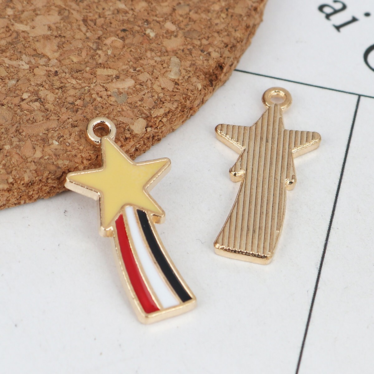 Shooting Star Enamel Zinc Alloy Charm Oil Drop Style Pendant