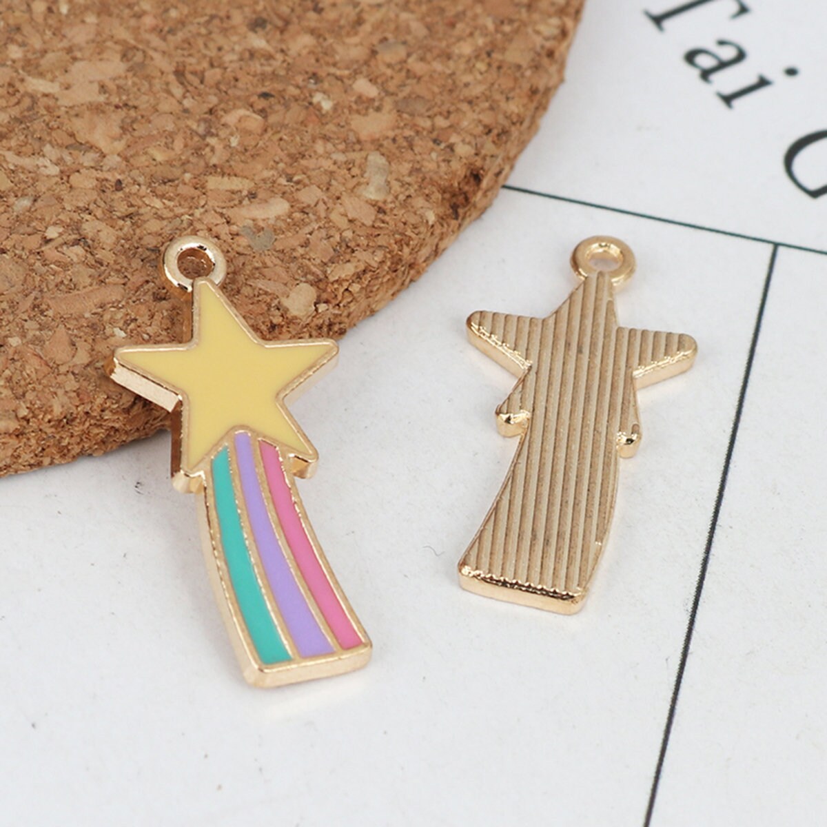 Shooting Star Enamel Zinc Alloy Charm Oil Drop Style Pendant