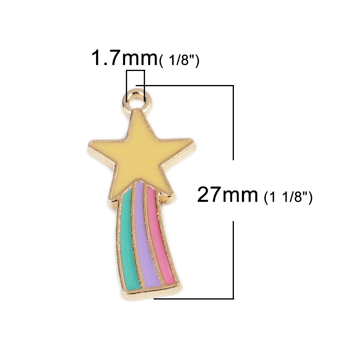 Shooting Star Enamel Zinc Alloy Charm Oil Drop Style Pendant