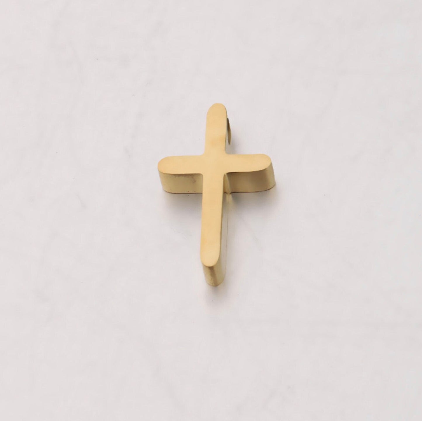 Silver, Gold, Rose Gold Stainless Steel Rounded Cross Themed Charms