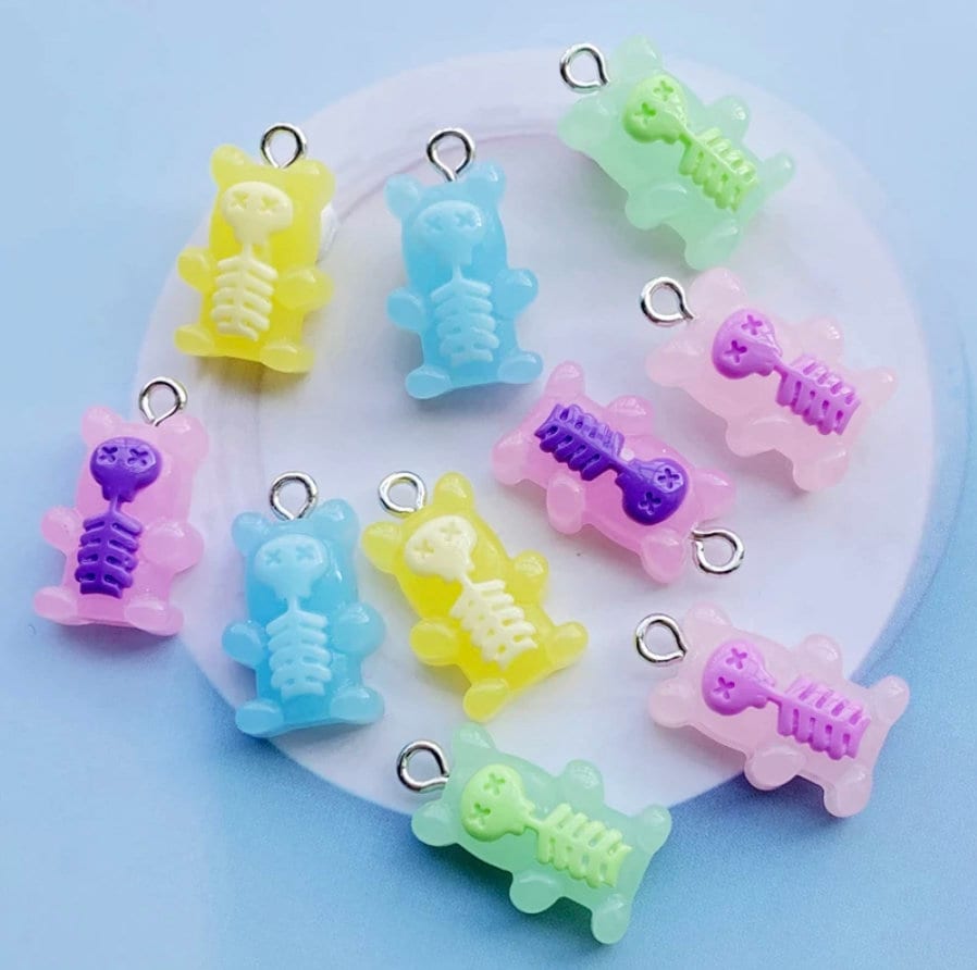 Skeleton Gummy Bear Charm with Eye Pin (11.5mm x 17mm)
