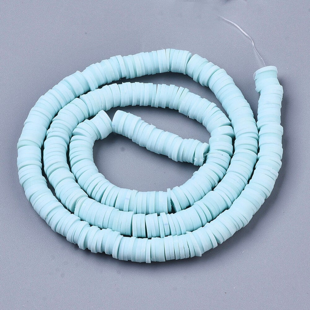 6MM Sky Blue Polymer Clay Heishi Bead Strands