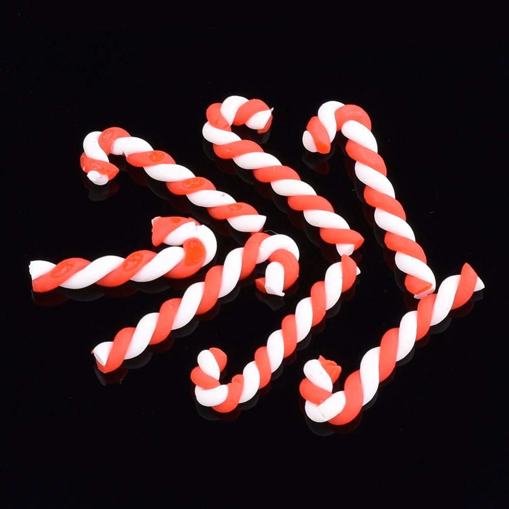 Small Polymer Clay Candy Cane Stick (8MM x 25MM) NOT EDIBLE