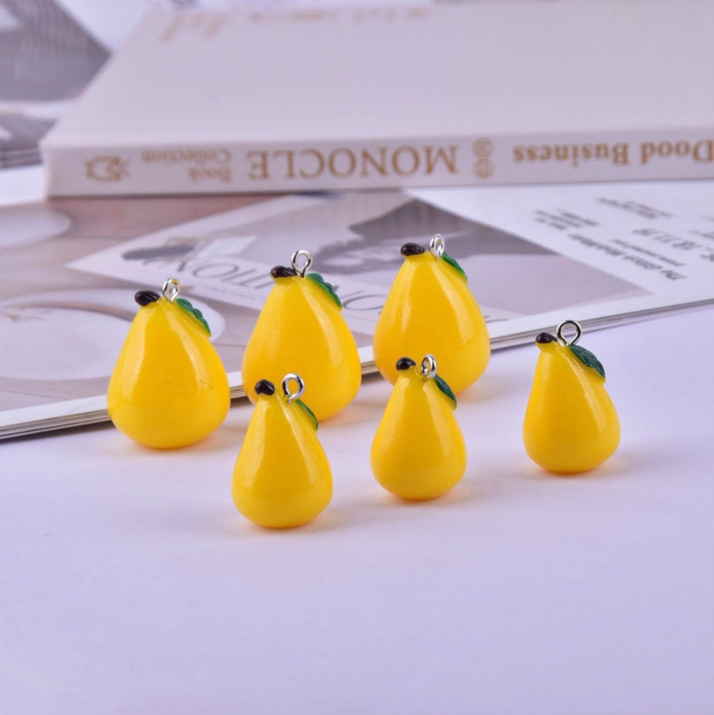 Small Resin Yellow Mango Fruit Charm (22mm x 15mm)