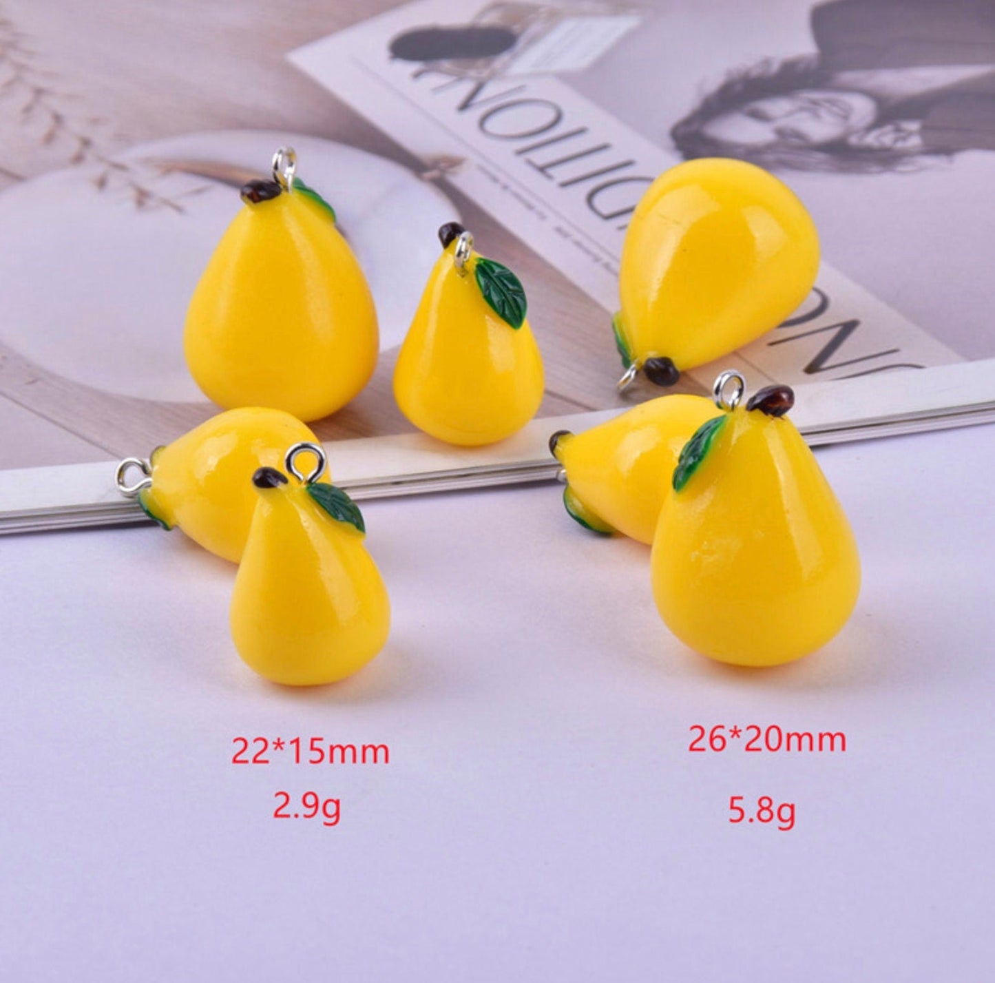 Small Resin Yellow Mango Fruit Charm (22mm x 15mm)