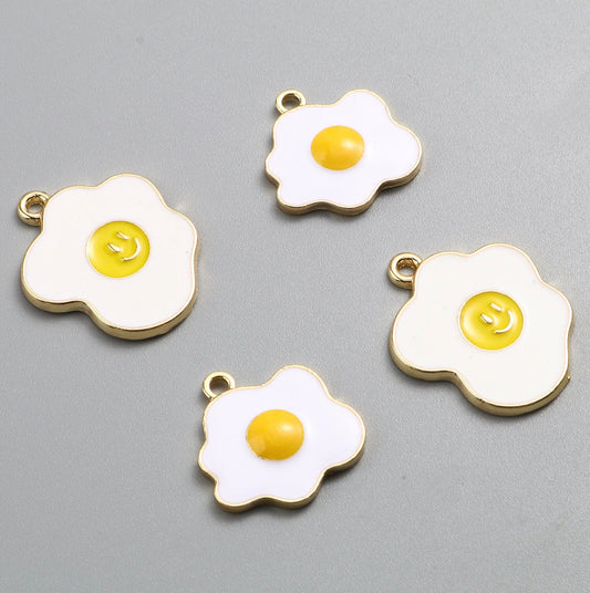 Smiley Faced Egg and Regular Egg Enamel Charm