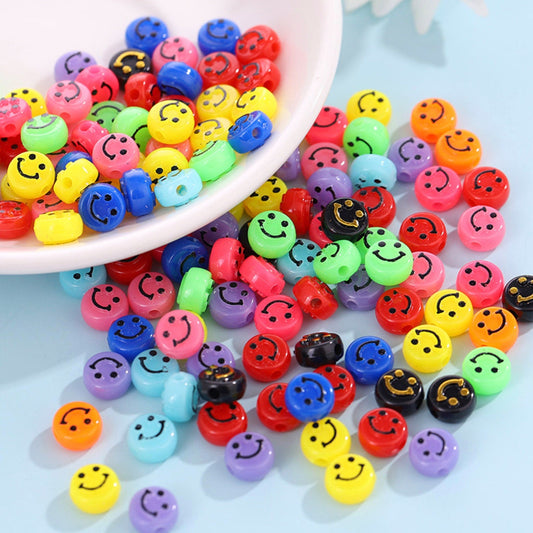 10MM x 6MM Solid/Transparent Colorful Mixed Color Smiley Face Beads