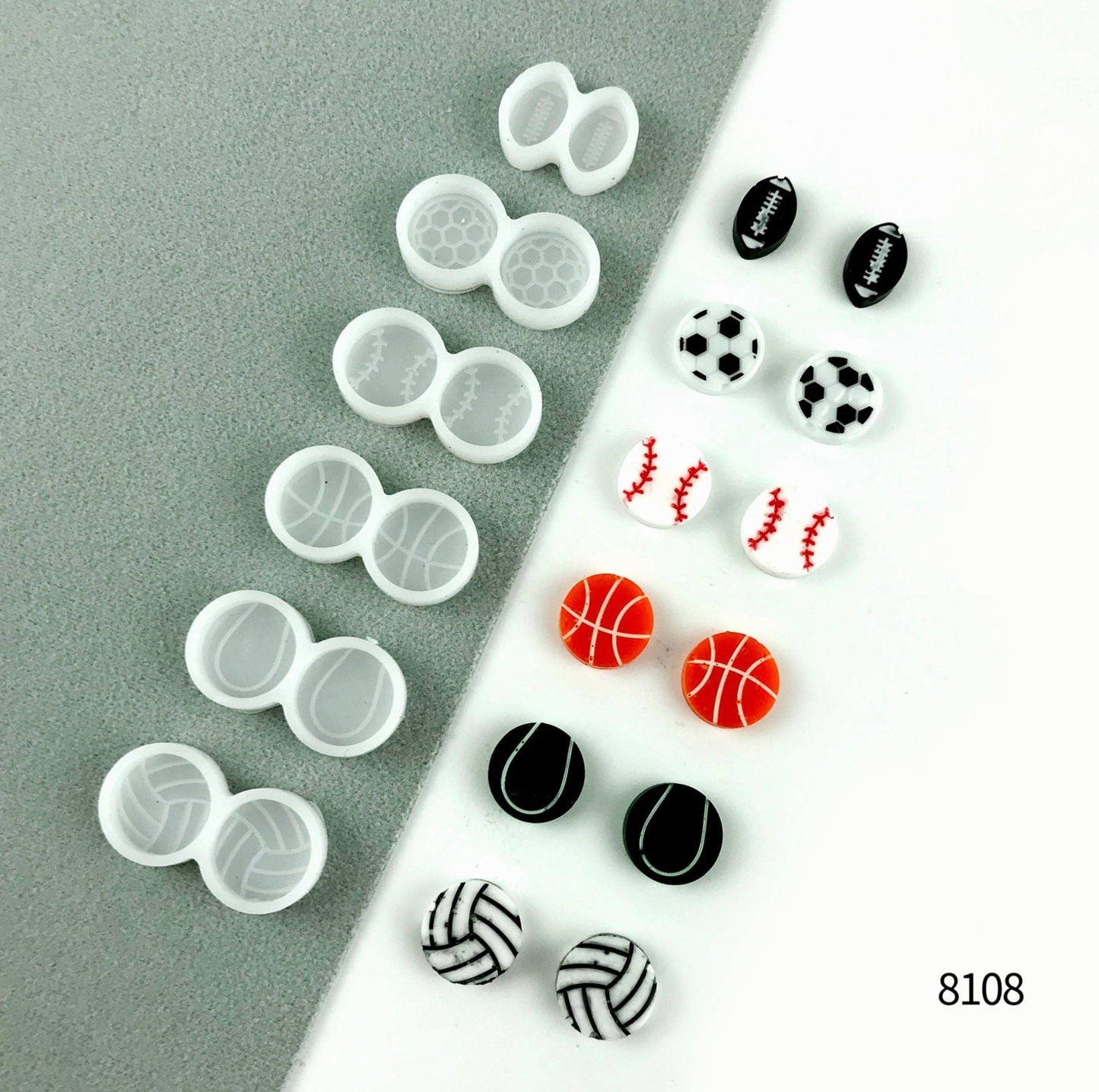 Sports Themed Silicone Earring Molds (football, soccer, baseball, volleyball)