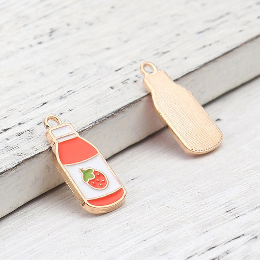 Strawberry Drink Enamel Charm (22mm x 10mm)