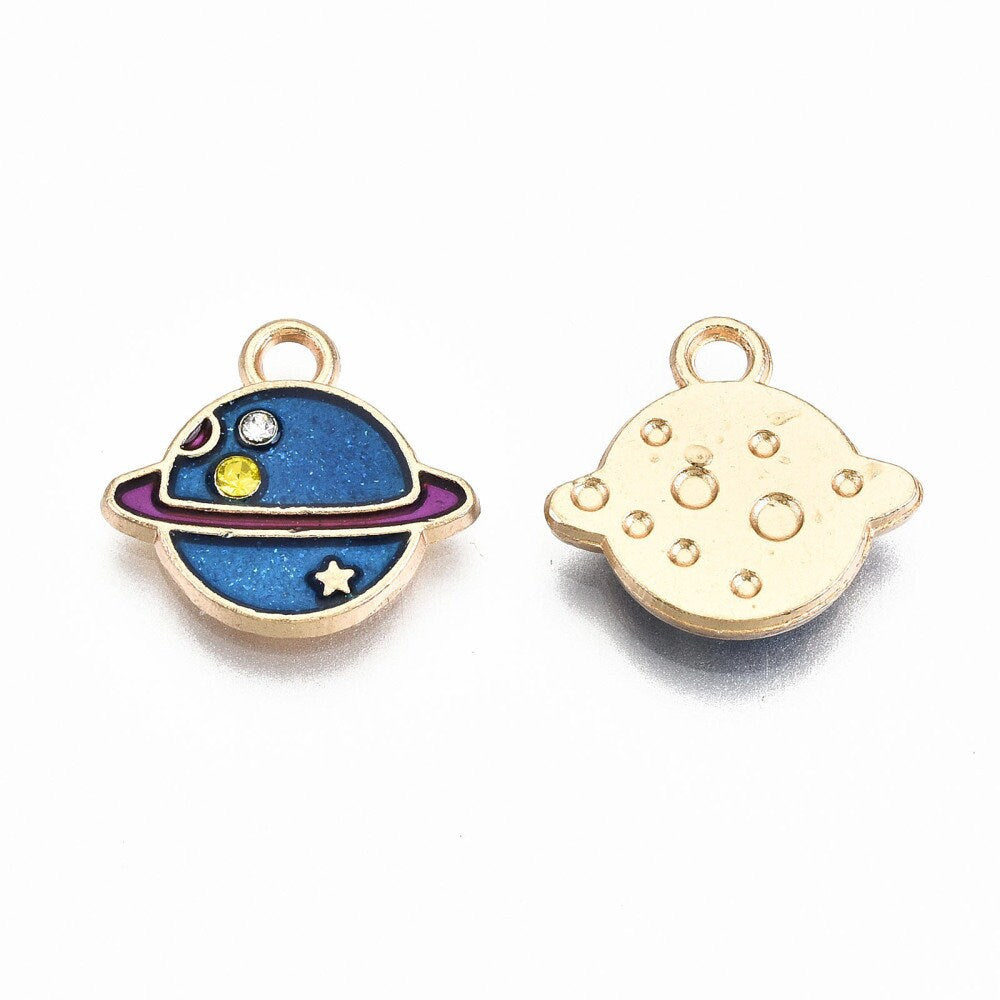 Starry Night Themed Moon Planet Space Enamel Connector Link Charm