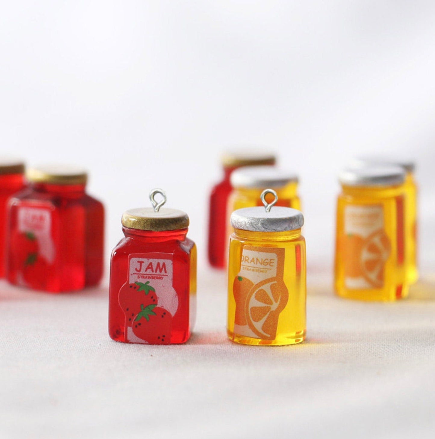 Strawberry Jam/Orange Jam Jar Resin Charms