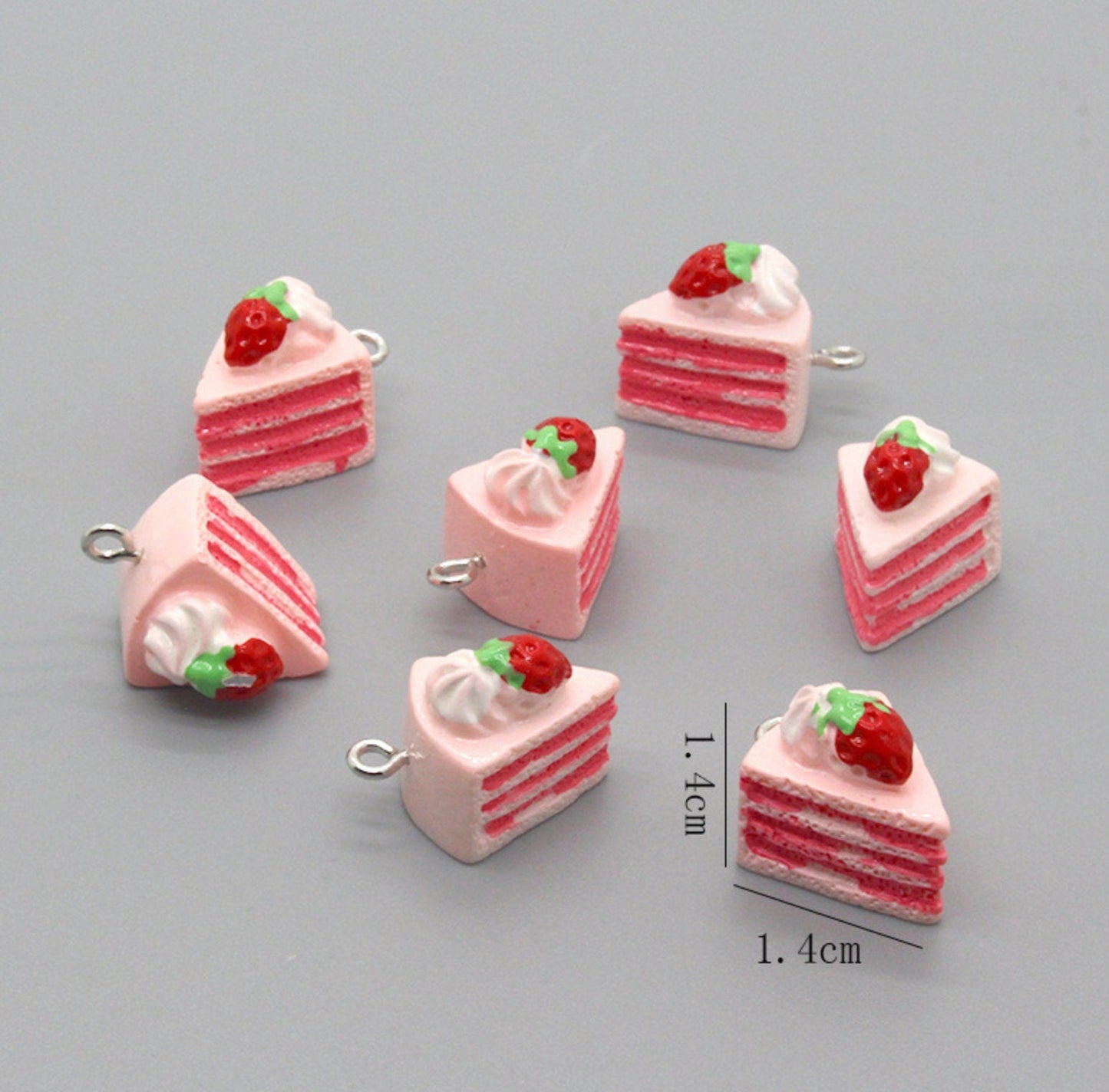 Strawberry Shortcake Slice Acrylic Charm (1.4cm x 1.4cm)