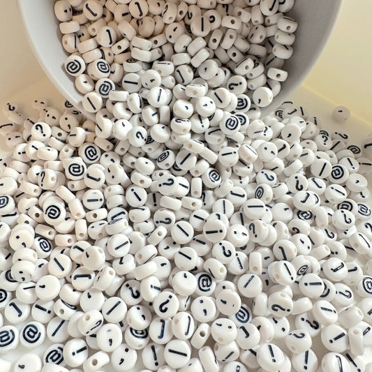 7MM Symbol Pack #2, Uncommon Punctuation Mark Acrylic Beads (!,@?;)