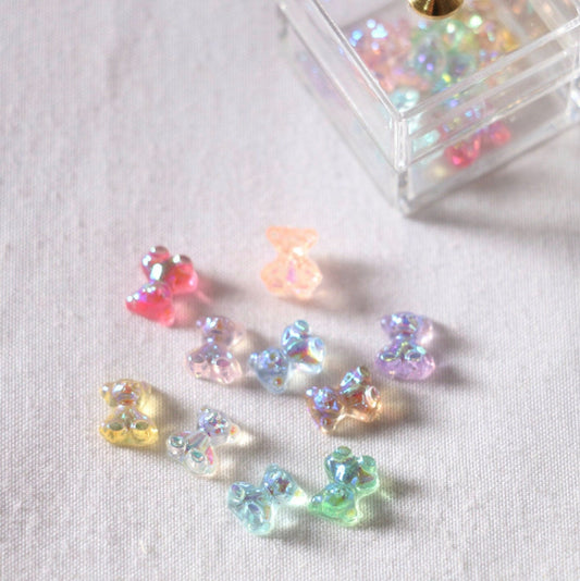 Tiny Dollhouse 1:12 AB Iridescent Bears, No Hole, No Hook (4mm x 7mm)