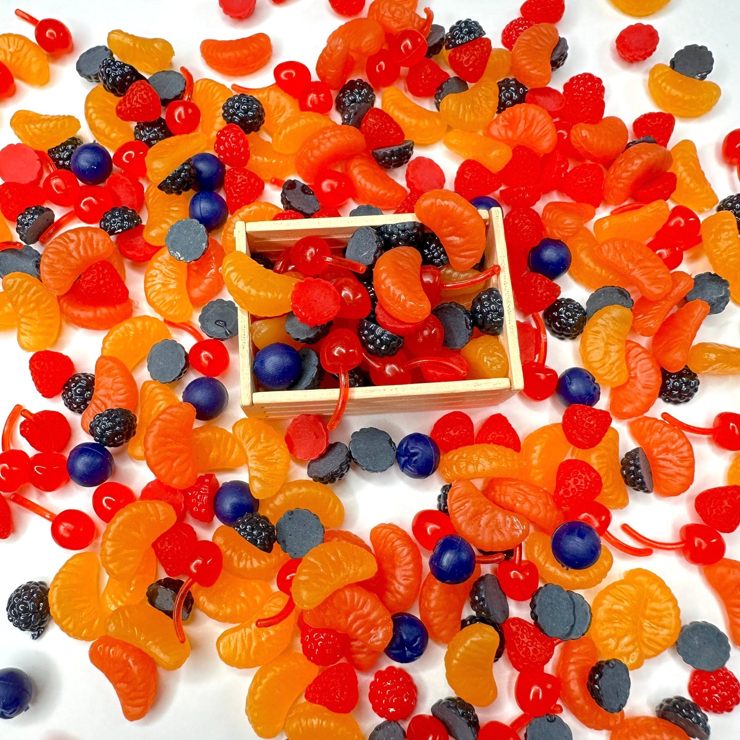 Tiny Dollhouse Fruits (Blueberry,Strawberry,Orange Slice, Raspberry,Cherry)