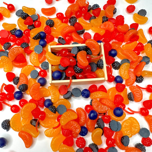 FAKE Tiny Dollhouse Fruits (Blueberry,Strawberry,Orange Slice, Raspberry,Cherry)