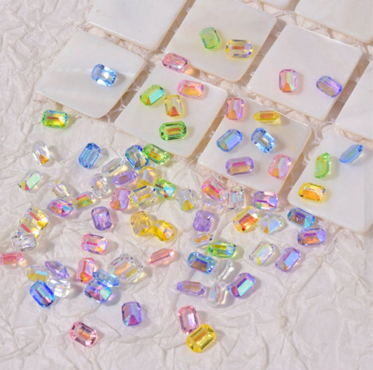 Tiny Rectangular and Heart Shaped Rhinestone for Nail Art, DIY, Decoden