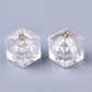 Transparent Epoxy Cube Resin Pendant Charm with Imitation Pearl (16 x 14 x 14mm)