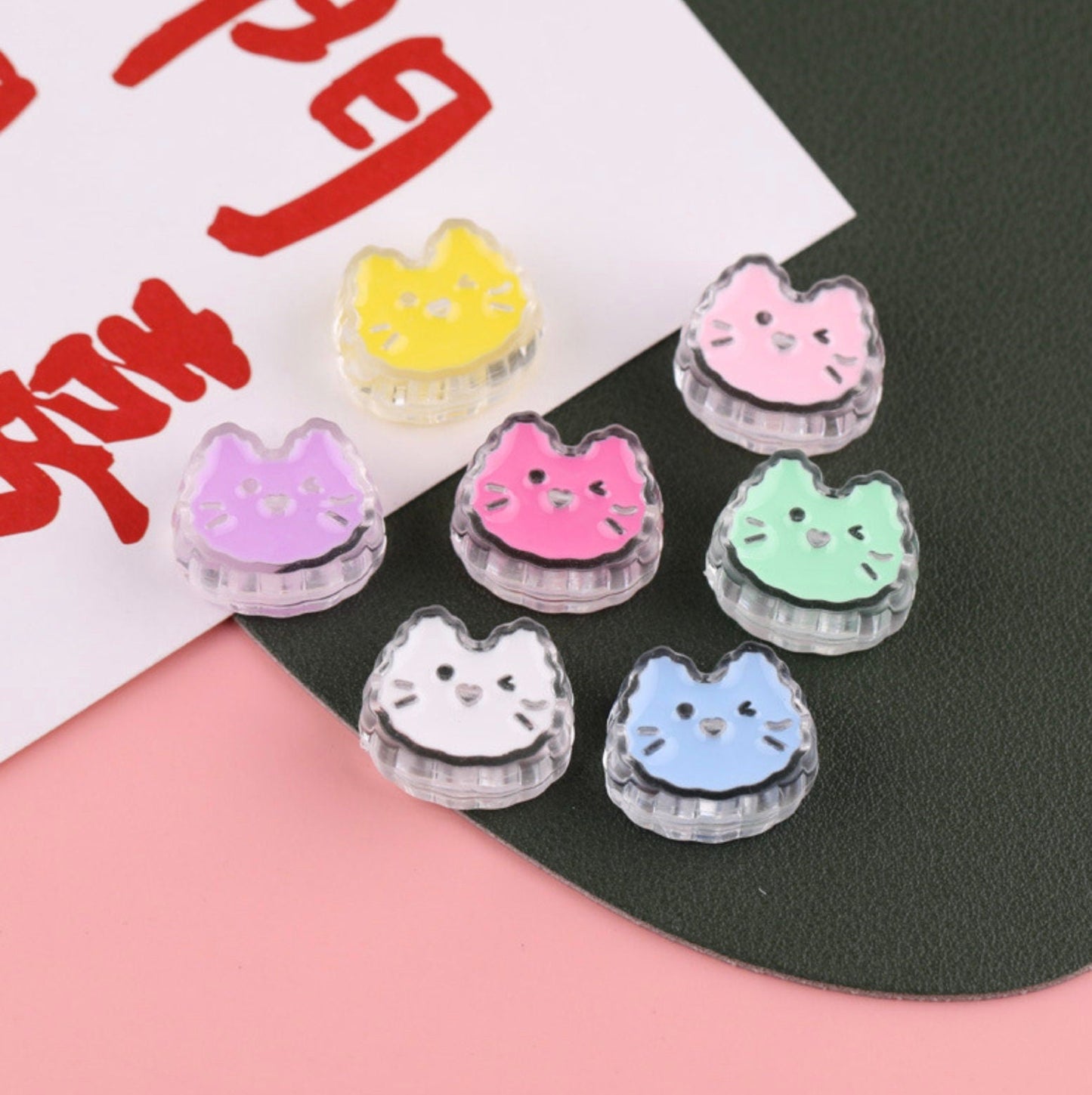 Chunky Transparent Mixed Color Cute Cat Acrylic Bead (20x18mm)