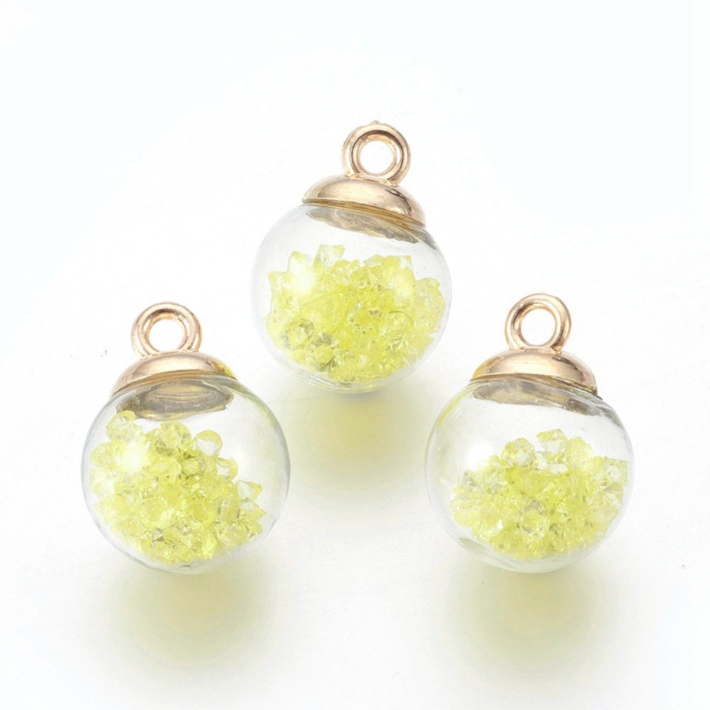 Transparent Glass Globe Orb with Glass Rhinestones (21.5 x 16mm)