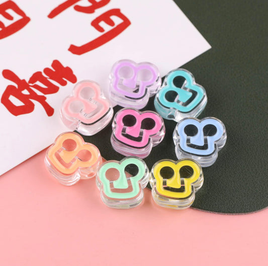 Transparent Mixed Color Musical Note Enamel Acrylic Bead (21mm x 20mm x 9mm)