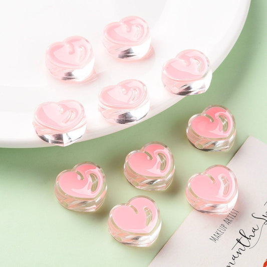 Transparent Pearl Pink Peach Enamel Acrylic Bead (20x21.5x9mm, Hole: 3.5mm)