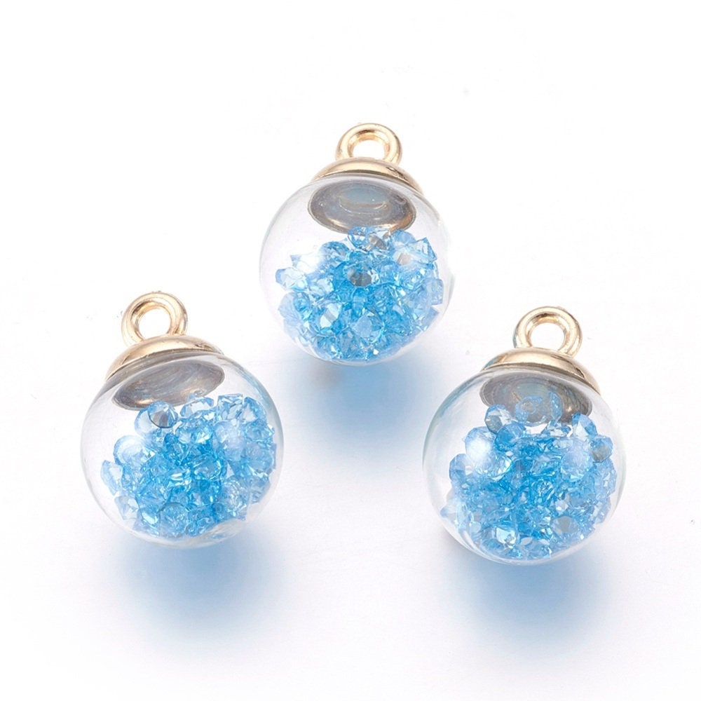 Transparent Glass Globe Orb with Glass Rhinestones (21.5 x 16mm)