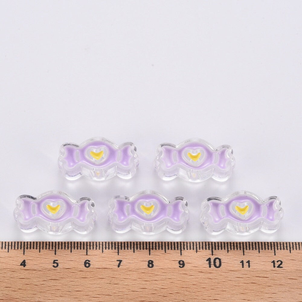 Transparent Purple Wrapped Candy Enamel Acrylic Bead