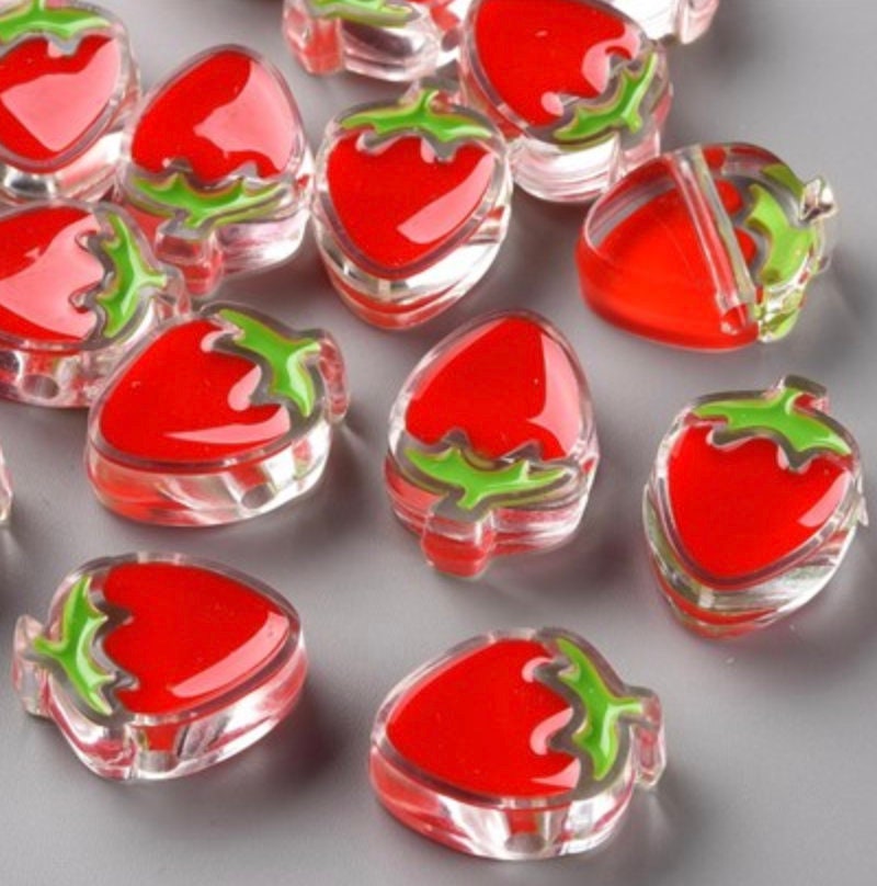 Chunky Transparent Strawberry Bead (25.5x19mm)